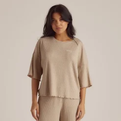 Soft Waffle Pajama Top - Mink