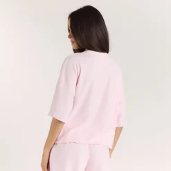 Soft Waffle Pajama Top - Pink