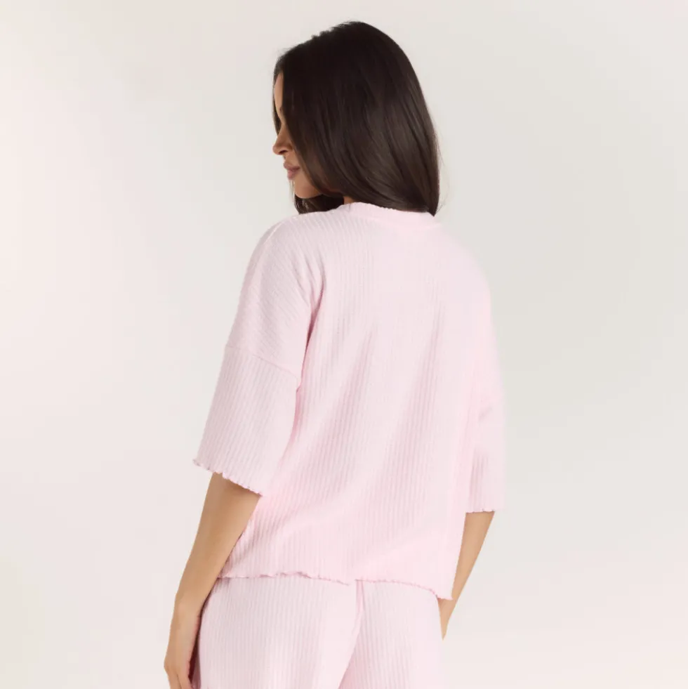 Soft Waffle Pajama Top - Pink