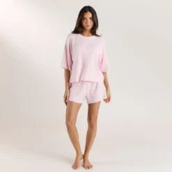 Soft Waffle Pajama Top - Pink