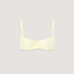 Striped Cotton Balcony Bra - Yellow