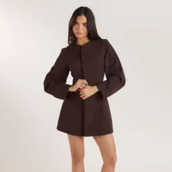 Structured Blazer Dress - Chocolate