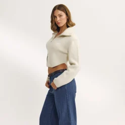 Structured Knitted Jacket - Cream