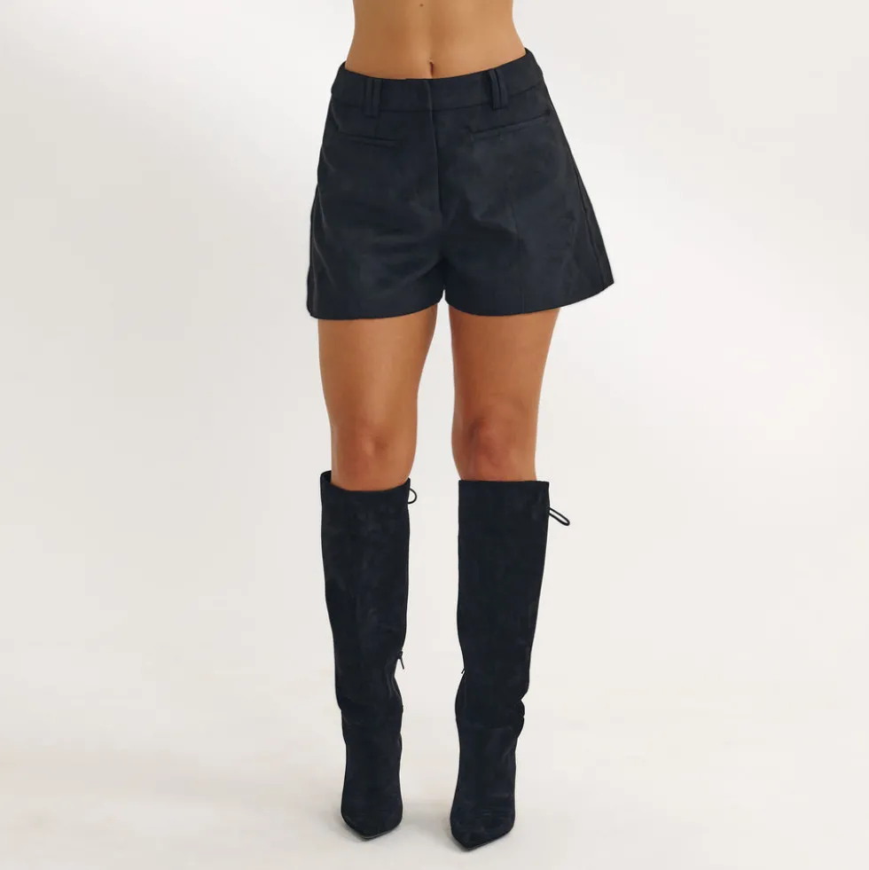 Suedette Shorts - Black