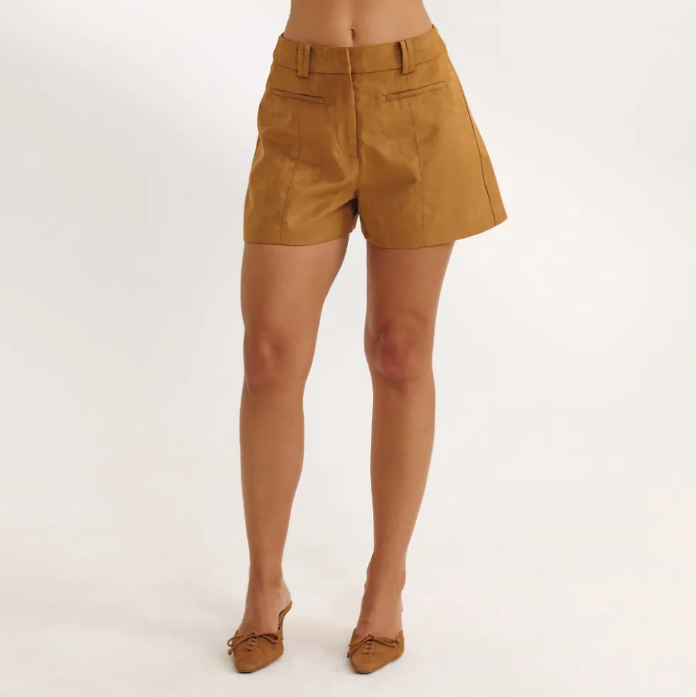 Suedette Shorts - Tan