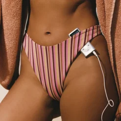 Sunstripe High-Leg Bikini Thong - Retro Stripe