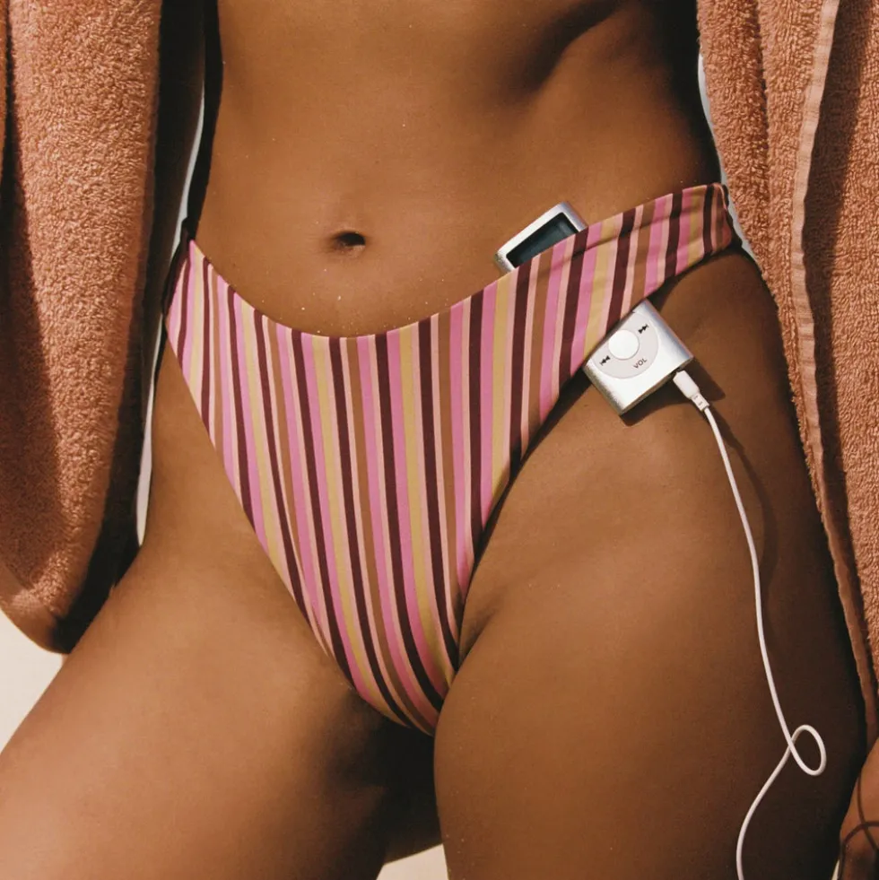 Sunstripe High-Leg Bikini Thong - Retro Stripe