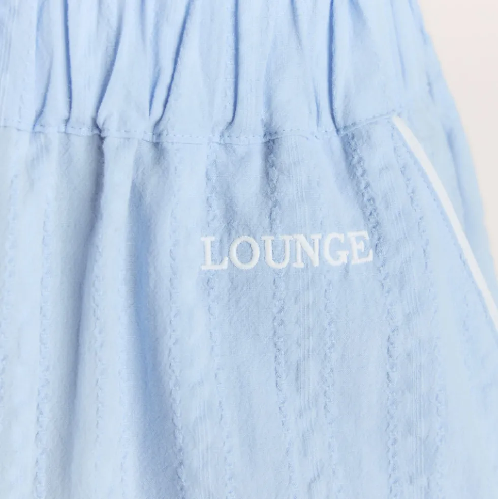 Textured Cotton Pajama Pants - Blue