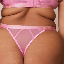 Two-tone Blossom Balcony Bra & Thong Set - Pink
