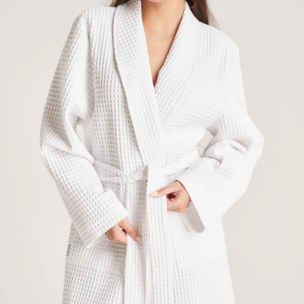 Waffle Dressing Gown - White