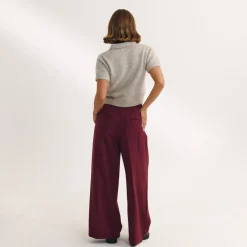 Wide-Leg Tailored Trousers - Cherry Lacquer