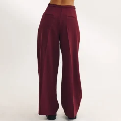 Wide-Leg Tailored Trousers - Cherry Lacquer