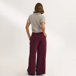 Wide-Leg Tailored Trousers - Cherry Lacquer